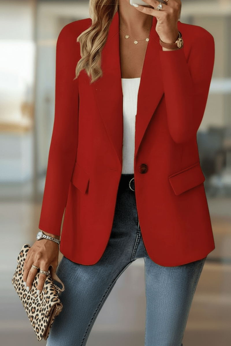 Women's relaxed tailored blazer jacket, perfect for business casual, office, or elegant everyday wear.