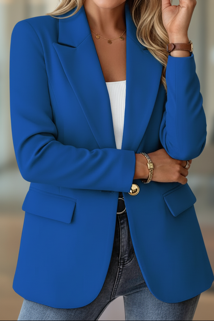 Women's tailored relaxed fit blazer jacket, versatile outerwear for office, business casual & chic looks.