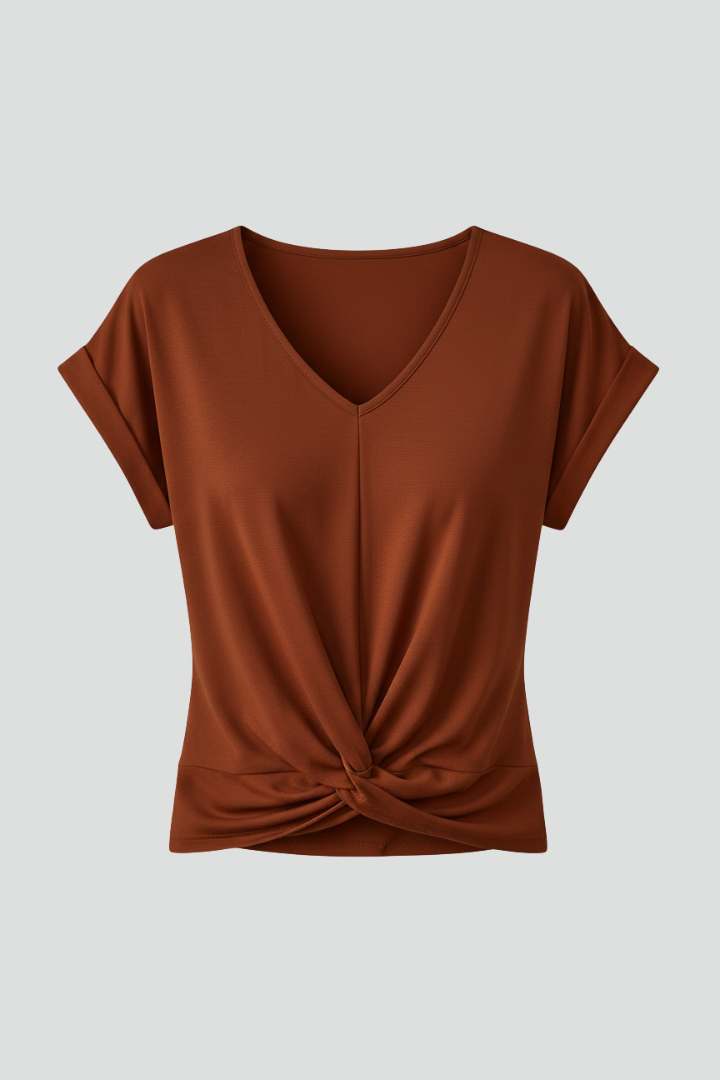Women's relaxed V-neck short sleeve t-shirt for effortless casual everyday style.