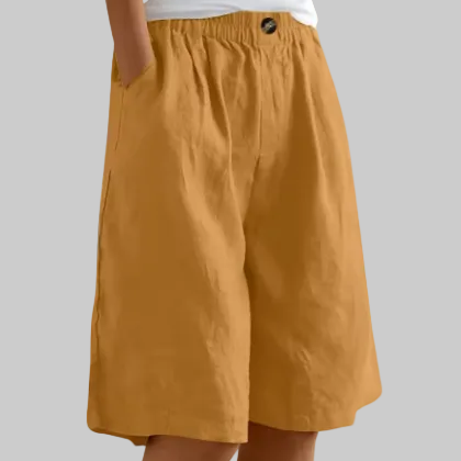 Everyday women's wide leg Bermuda shorts, relaxed fit, high-rise, and elastic waist for summer chic.