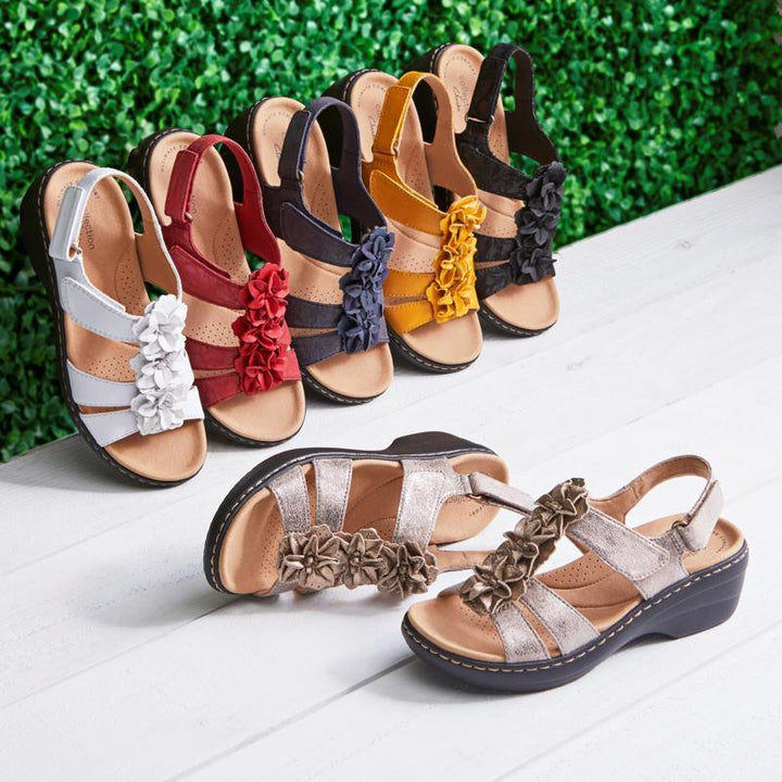 Elegant peep-toe retro sandals for women, ideal summer footwear with a stylish wedge heel.