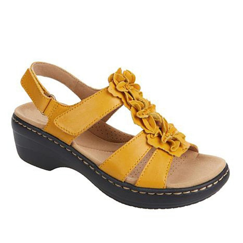 Comfortable women's summer sandals, retro gladiator style with a supportive wedge heel.
