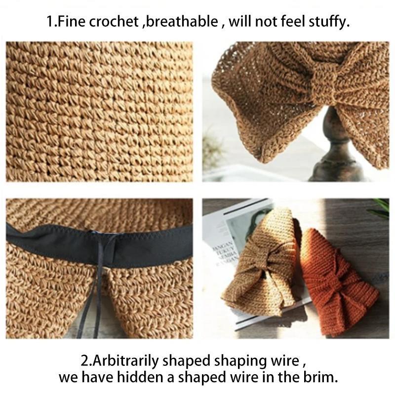 Accessorize with this wide-brim sun hat for women, complete with a charming bow for summer
