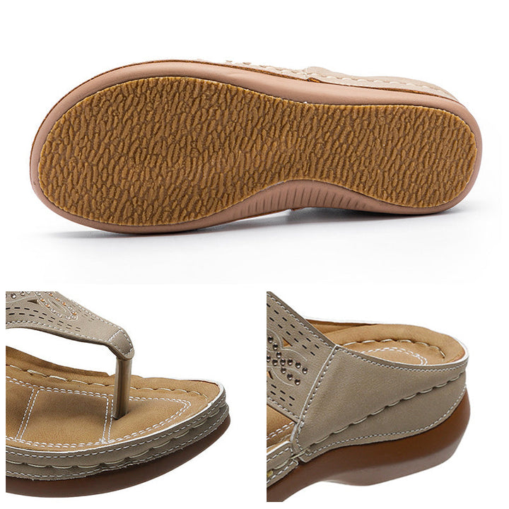 Comfortable women's wedge sandals with arch support and dazzling rhinestone straps