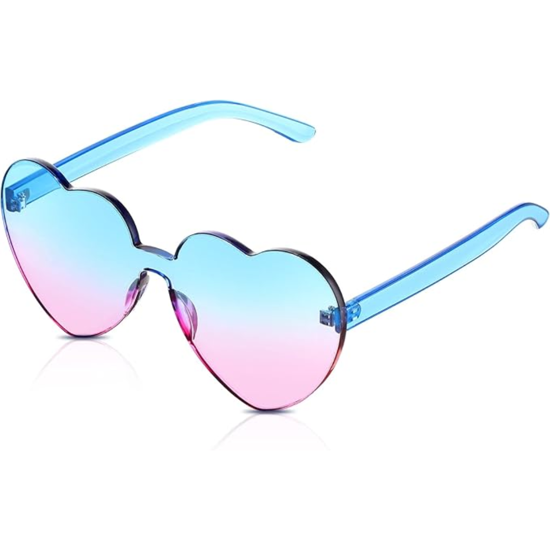Women's rimless heart-shaped transparent sunglasses, a trendy fashion accessory.