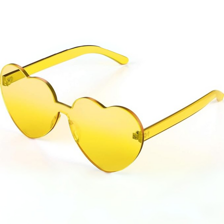 Fun party wear: women's rimless heart-shaped transparent sunglasses.