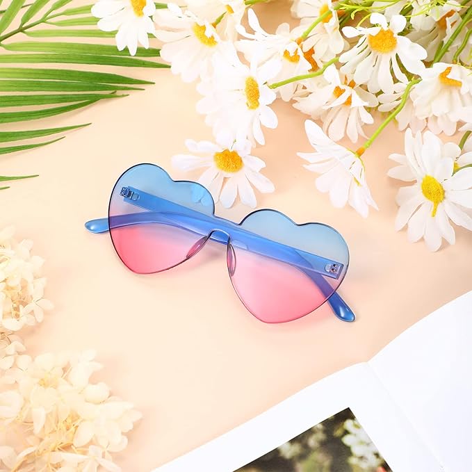 Elegant women's rimless heart sunglasses with transparent lenses for any occasion.