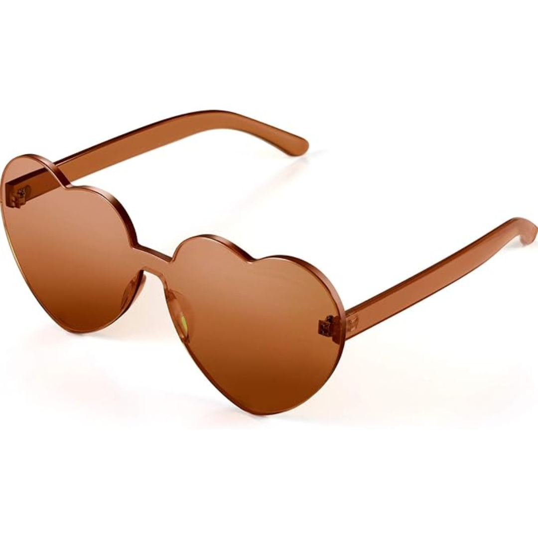 Chic women's transparent heart sunglasses, rimless and perfect for festivals.