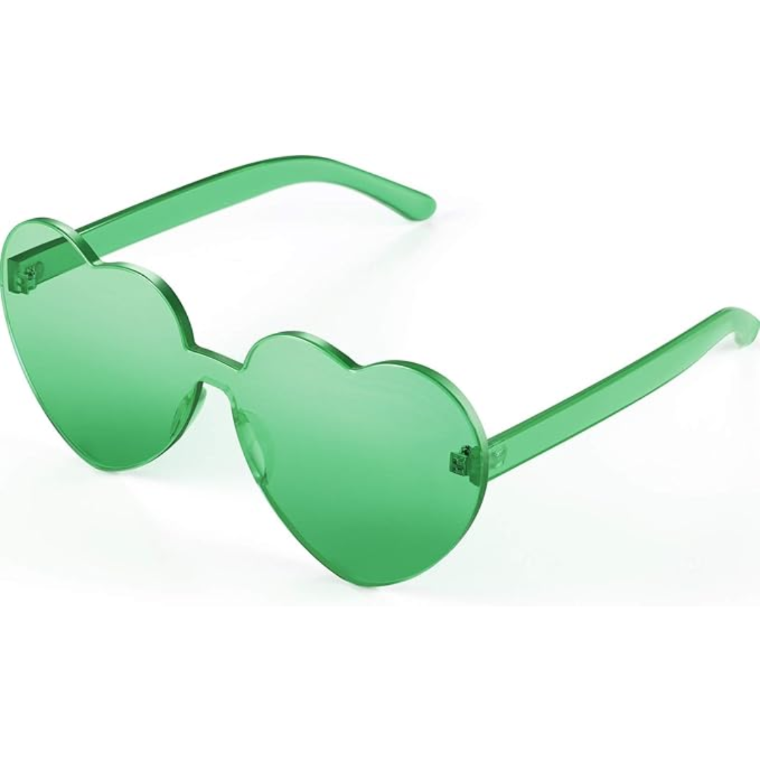 Trendy women's rimless heart eyewear with transparent lenses, party perfect.