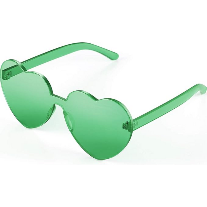 Trendy women's rimless heart eyewear with transparent lenses, party perfect.