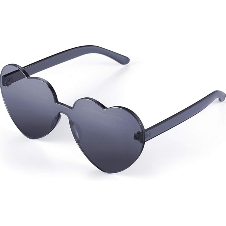 Stylish women's rimless heart sunglasses, transparent and ideal for a fun look.