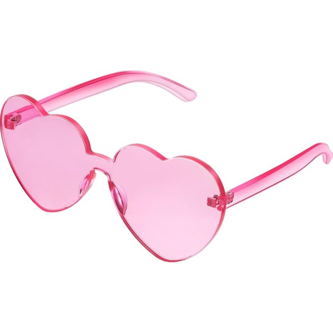 Unique women's heart-shaped transparent rimless sunglasses for a cool aesthetic.