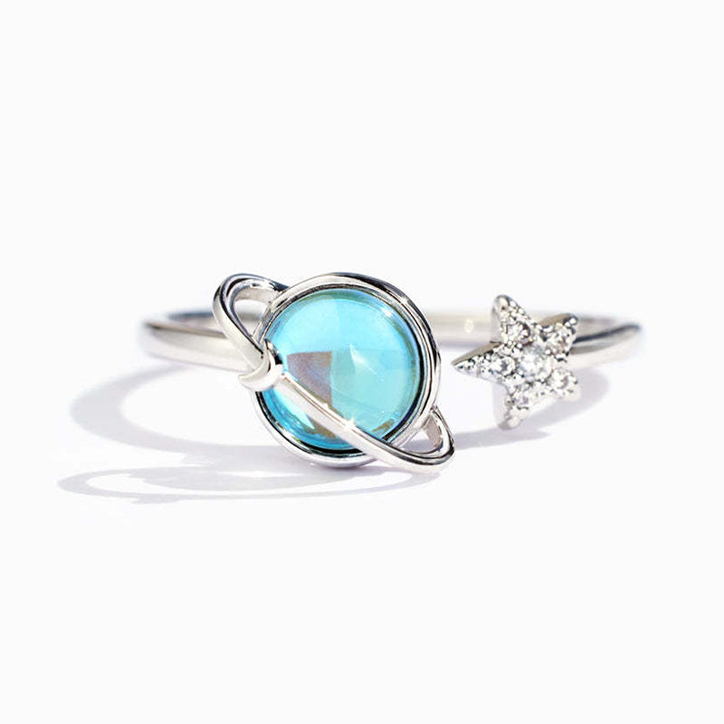 Women's rotatable moon and star anxiety ring, copper, adjustable, for stress relief and fidgeting
