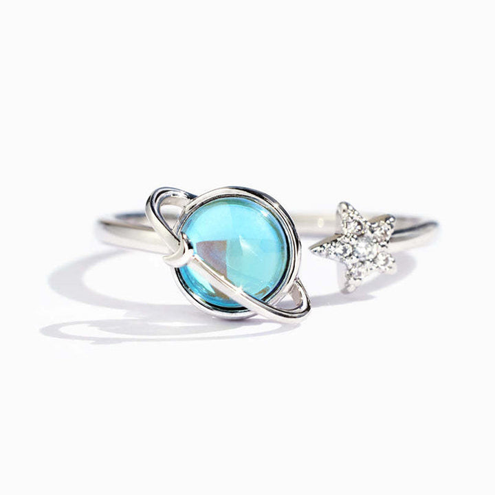 Women's rotatable moon and star anxiety ring, copper, adjustable, for stress relief and fidgeting