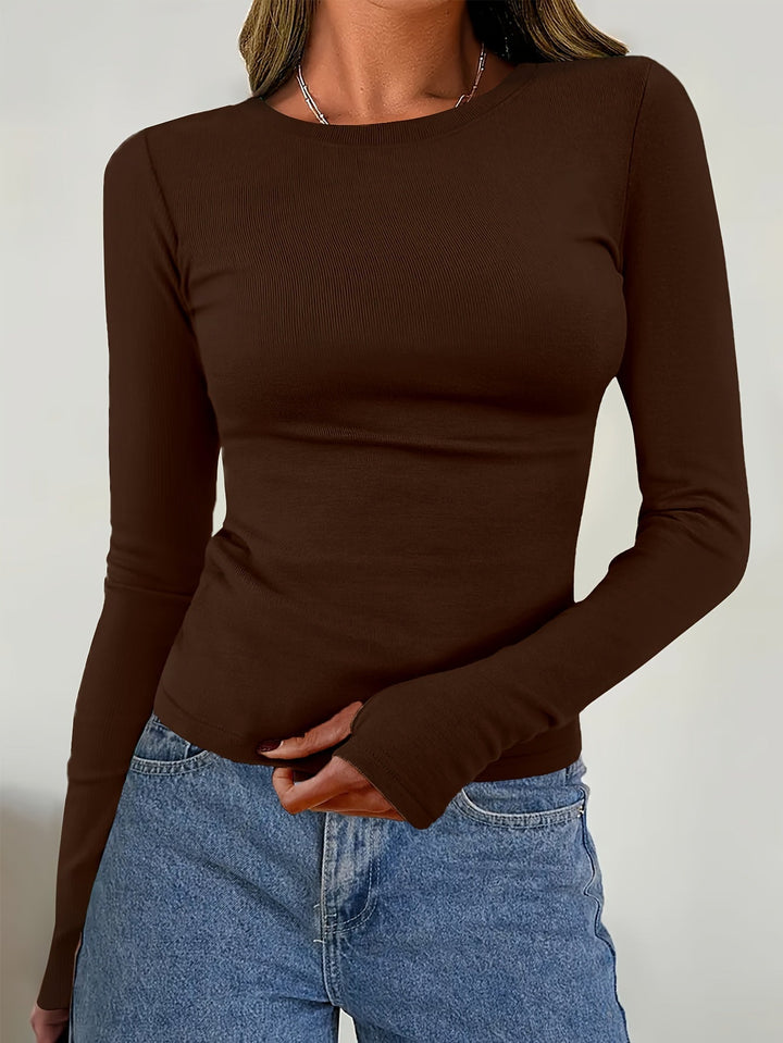 Warm women's long sleeve round neck top, perfect for chilly autumn & winter days.