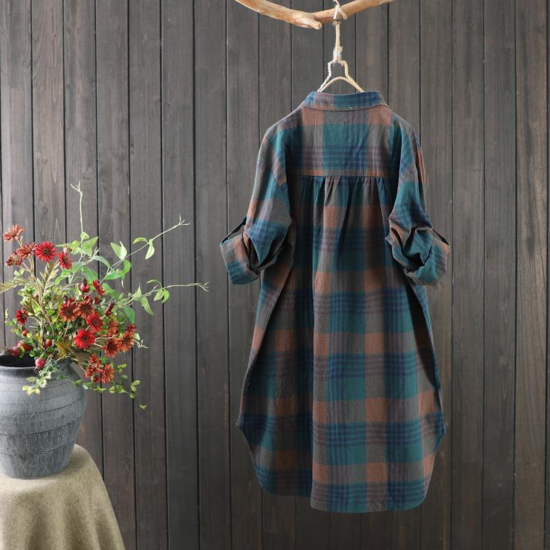Effortless Rowen women's long sleeve checked blouse with loose fit. Ideal for versatile casual wear.
