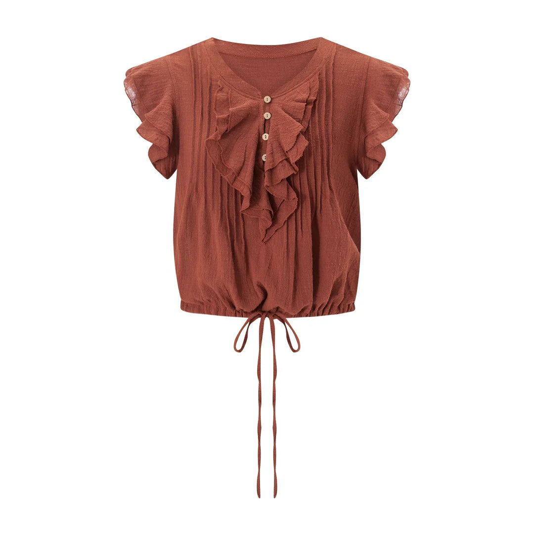 Women's Ruffle Crop Top, a key piece of summer fashion, combining style with casual comfort.