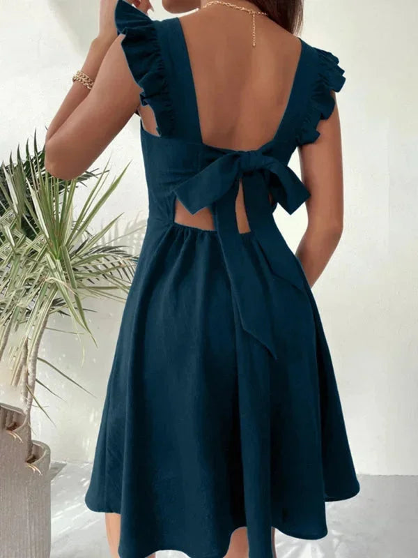 Summer fashion Ruffle Strap A-Line Mini Dress, perfect for warm weather styling and elegant looks.