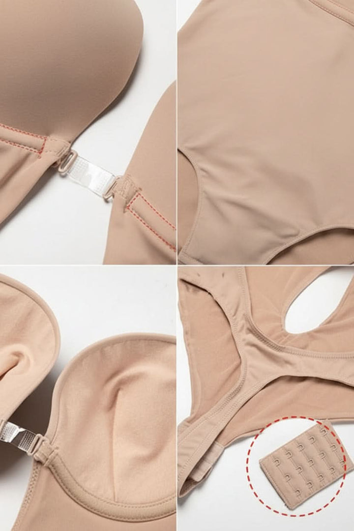 White seamless backless bodysuit shapewear for women, perfect for special occasions & everyday wear.
