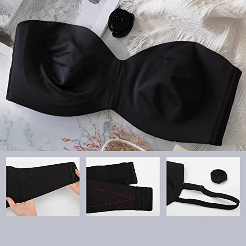 Classic women's seamless bandeau bra, designed with removable straps for ultimate comfort and versatility.