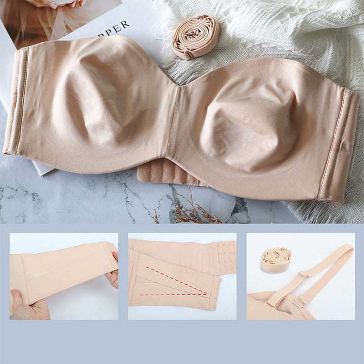 Multiway women's bandeau bra with removable straps, offering seamless, comfortable support for versatile styling.
