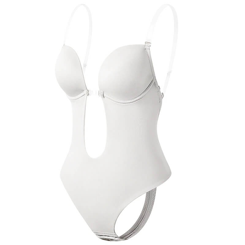 Comfortable women's deep V backless body shaper. Seamless bodycon design provides invisible support & tummy control.