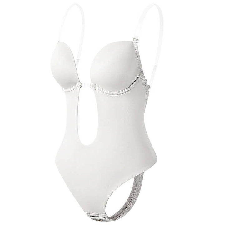 Comfortable women's deep V backless body shaper. Seamless bodycon design provides invisible support & tummy control.