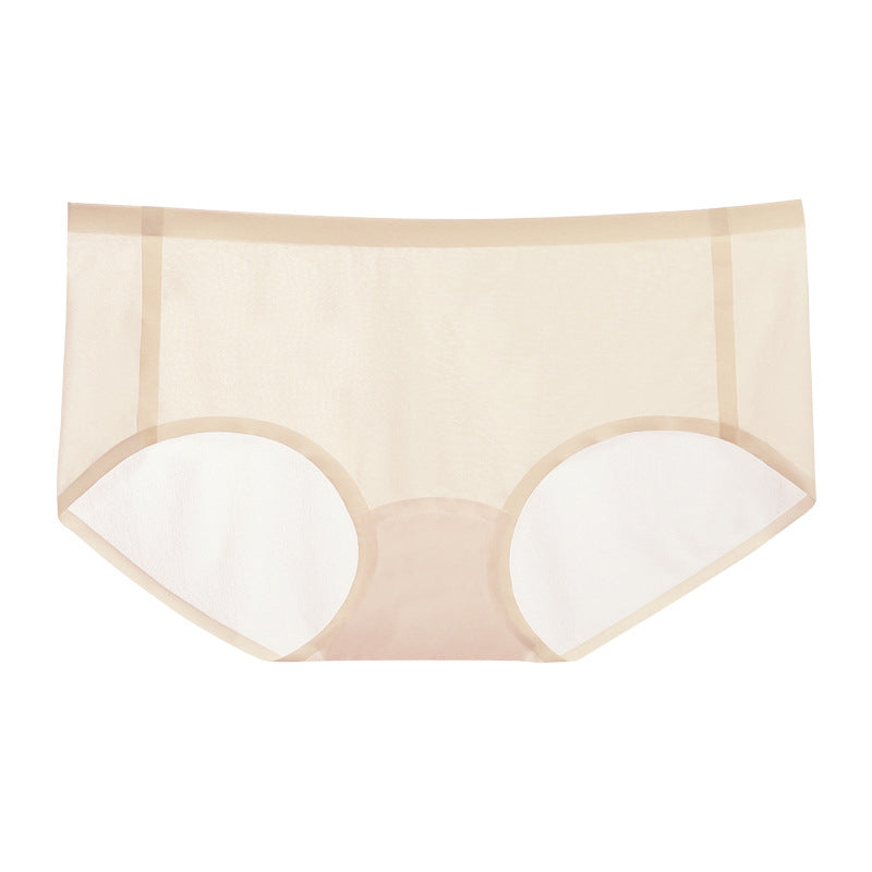 Back view of women's breathable ice silk seamless panties, full coverage fit