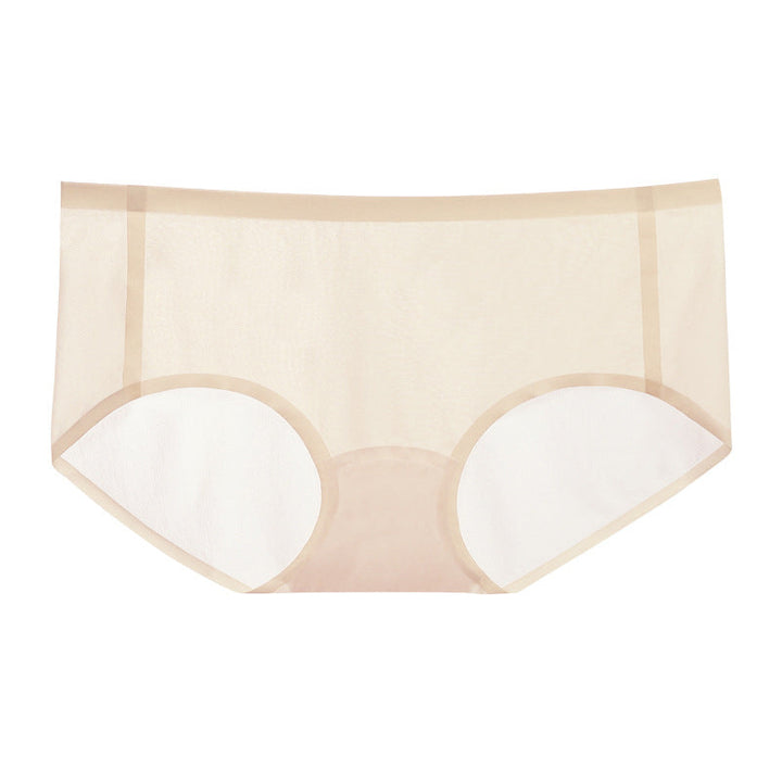 Back view of women's breathable ice silk seamless panties, full coverage fit