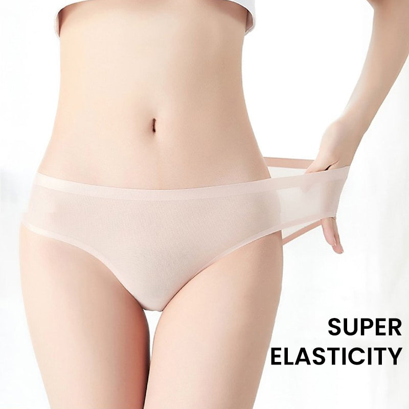 Seamless ice silk underwear for women, lightweight and antibacterial, front view