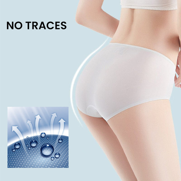 Pack of three women's seamless ice silk breathable panties, multiple colors