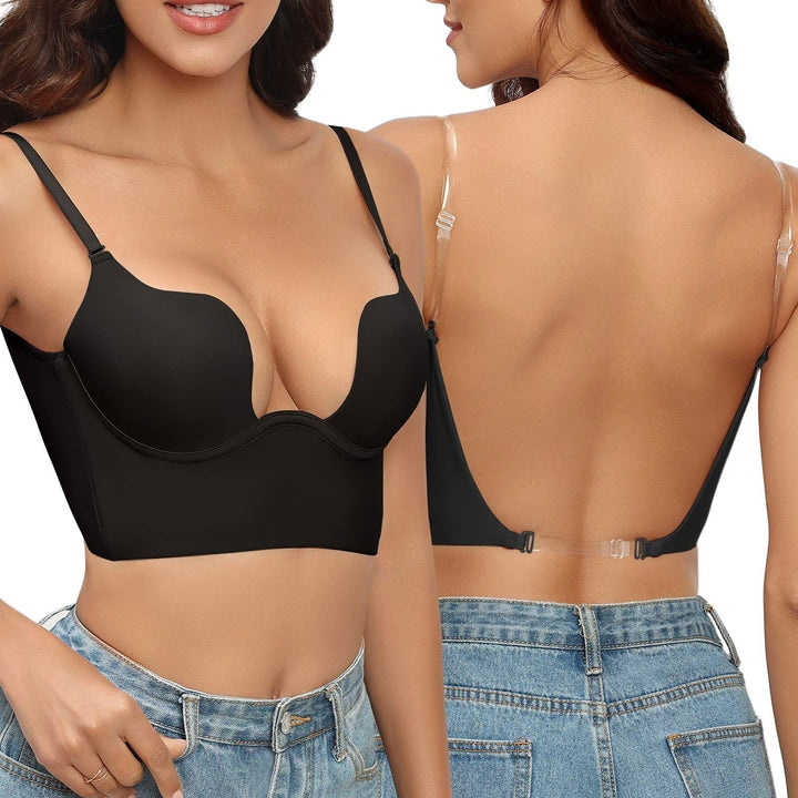 Modern seamless low back bra for women with multi-way straps. A versatile and comfortable backless solution.