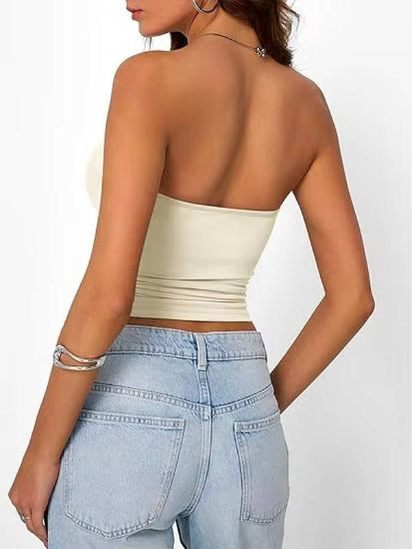 Ultra-soft seamless stretch bandeau crop top for women, maximum comfort.