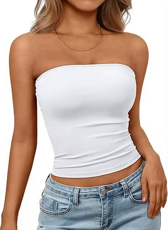 Versatile women's seamless stretch bandeau tube top, great for any outfit.
