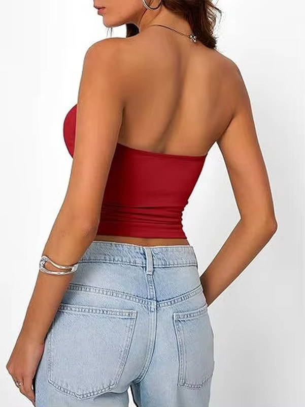 Women's seamless stretch tube top, comfortable & strapless for summer.