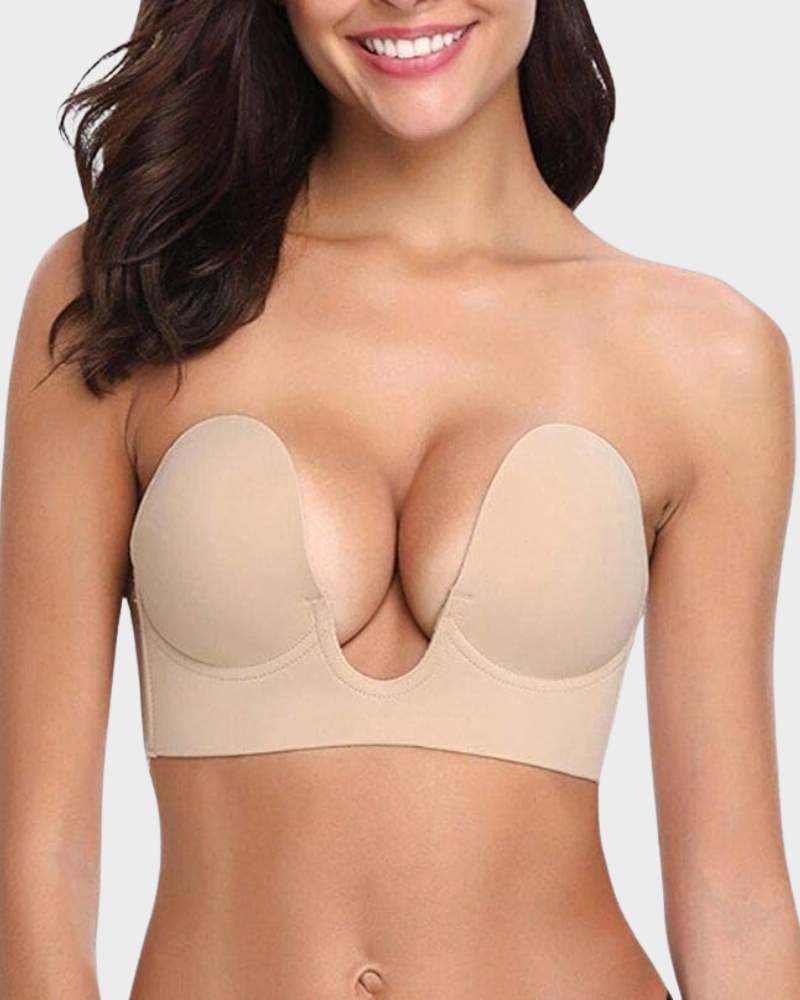 Women's ShapeFlow Push-Up Plunge Bra in nude, offering ultimate comfort & natural enhancement for everyday wear.