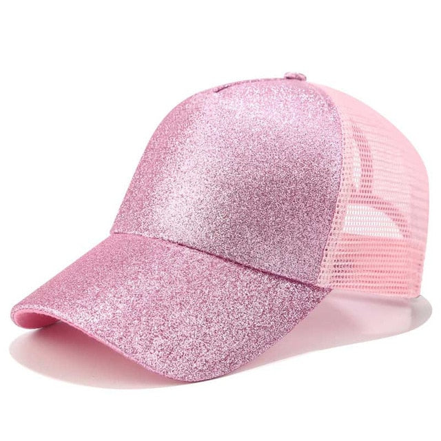 Stylish women's high ponytail baseball cap by SkyShield, perfect for buns & sun protection.