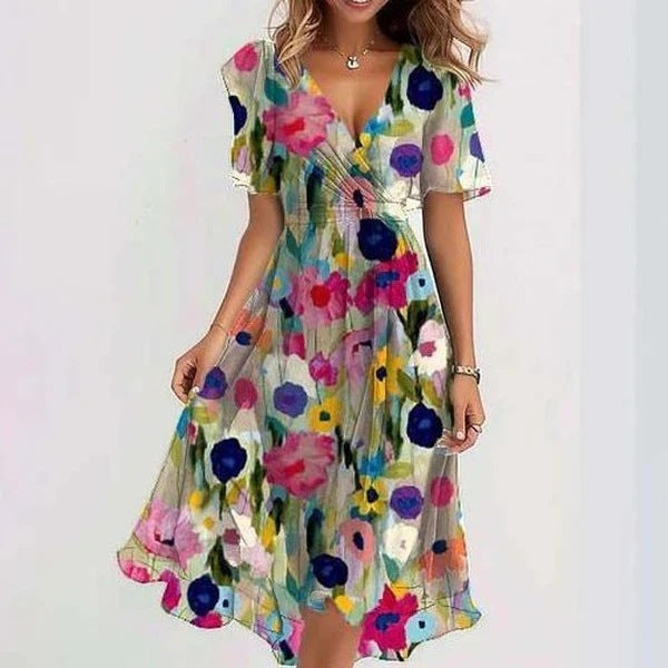 Feminine flowy summer dress for women, sleeveless and lightweight, ideal for beach parties or vacation.