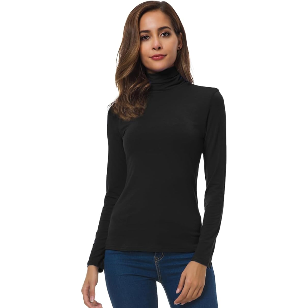 Women's clothing essential: Petra Slim Fit Turtleneck Top for elegant and casual looks.