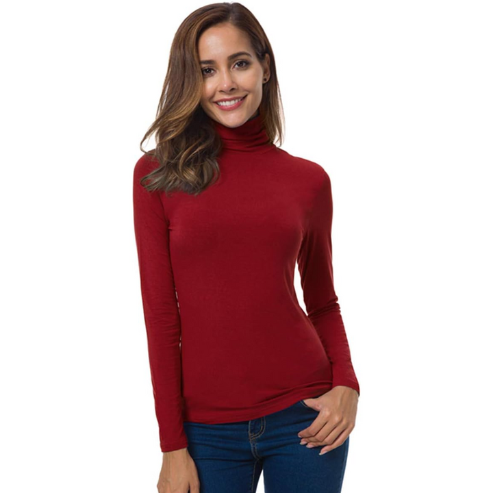 Petra Slim Fit Turtleneck Top for women, versatile layering shirt for autumn fashion.