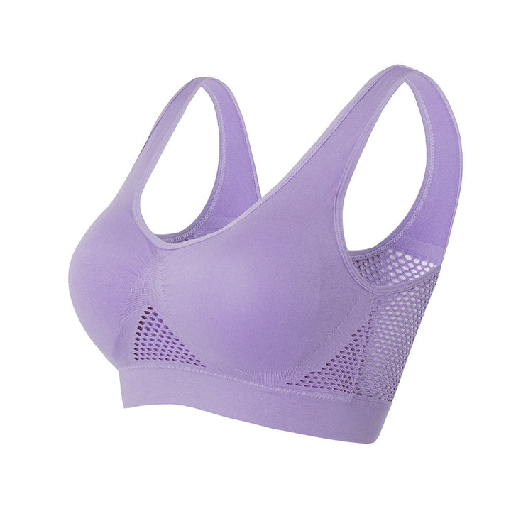 Women's Sofia breathable mesh sports bra for active workouts, medium support.