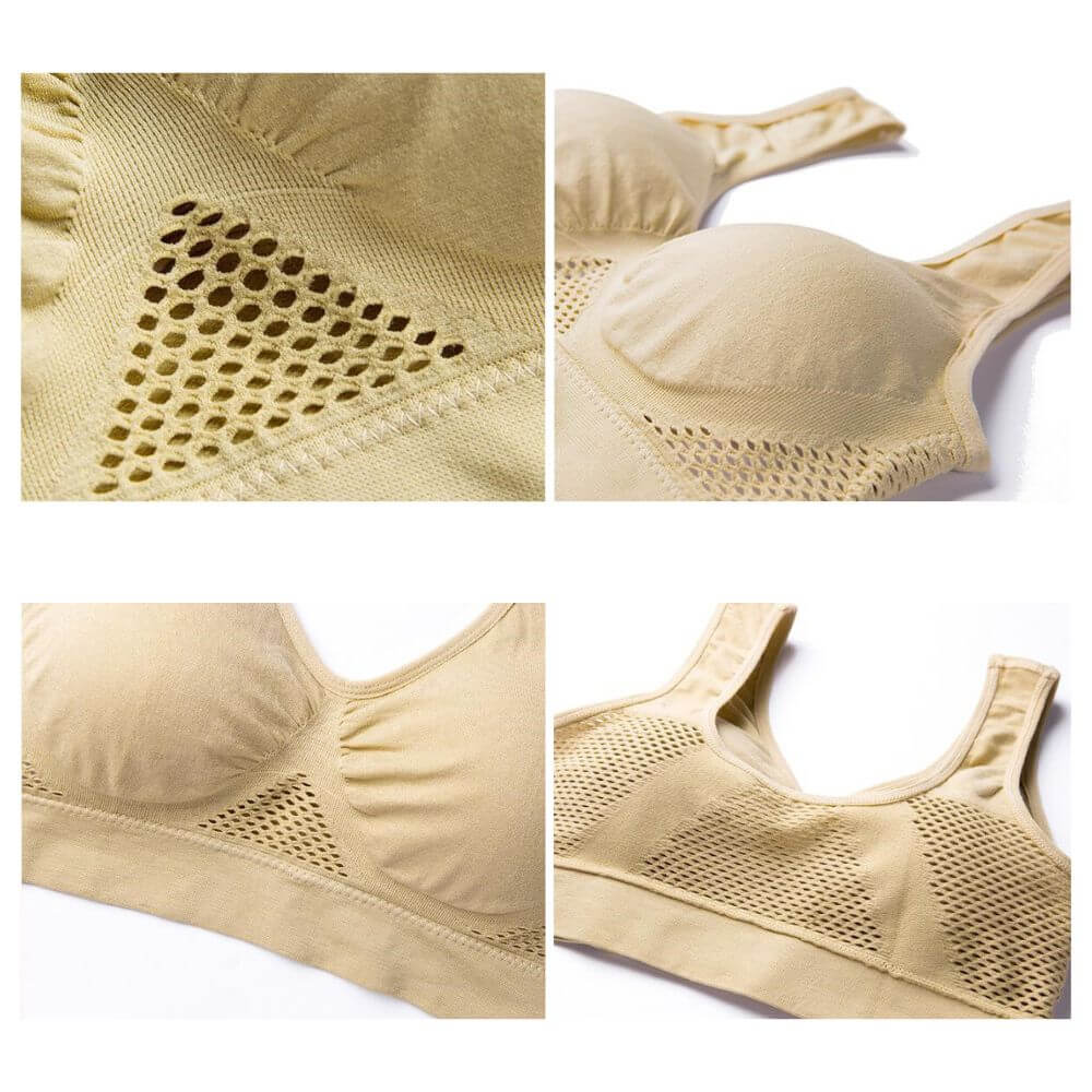 Fitness women's sports bra, Sofia, with breathable mesh & medium support for high-intensity.