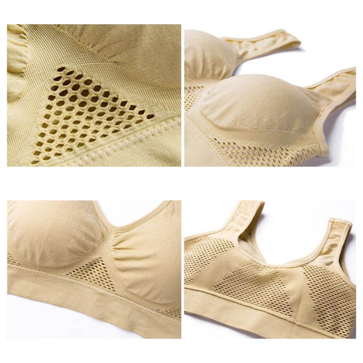 Fitness women's sports bra, Sofia, with breathable mesh & medium support for high-intensity.