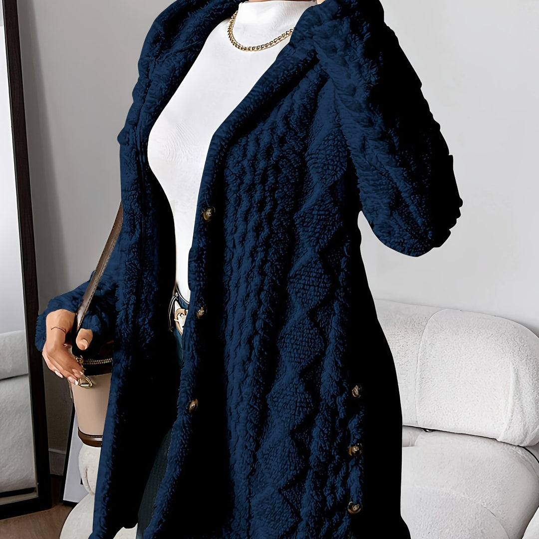 Long hooded cardigan for women, soft to the touch, warm, and stylish for year-round wear.