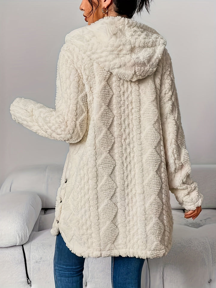 Soft & cozy women's hooded long cardigan, perfect for relaxed casual style and comfort.