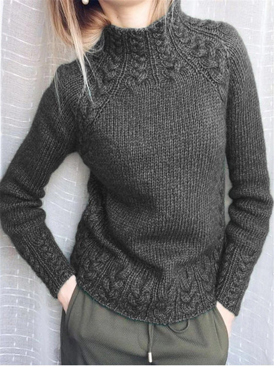 Stylish women's relaxed fit knitwear jumper, a comfortable long sleeve pullover for everyday casual fashion.