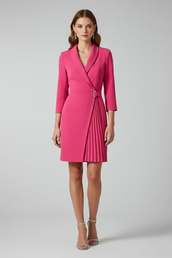 Chic tailored long sleeve blazer dress for women with a stylish notched collar and elegant fit.