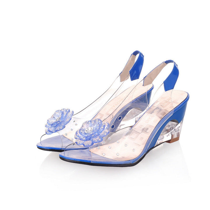 Elegant women's sparkling wedge sandals, perfect for summer fashion & comfortable wear.