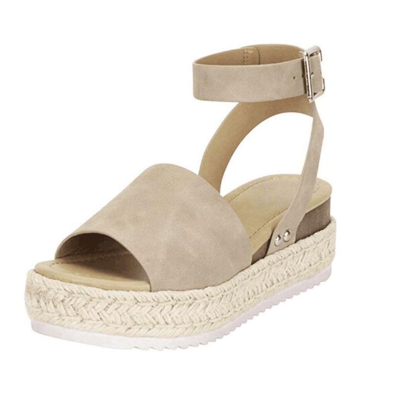 Everyday women's summer shoes: black flatform sandals with a sleek buckle ankle strap