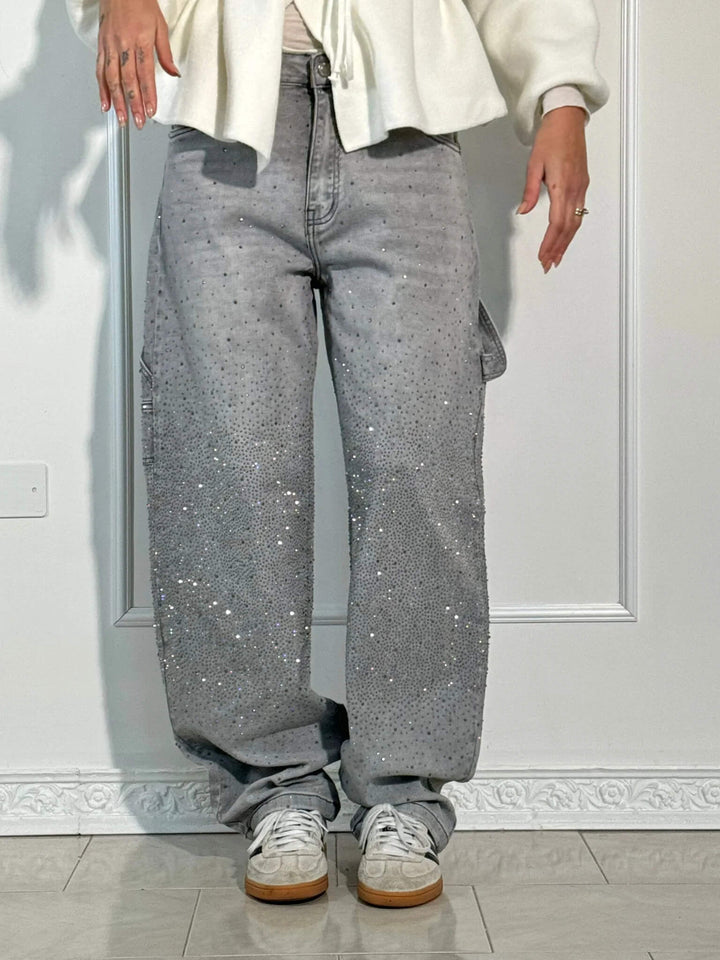 Trendy women's spring trousers with a wide leg and a comfortable, flowy design.